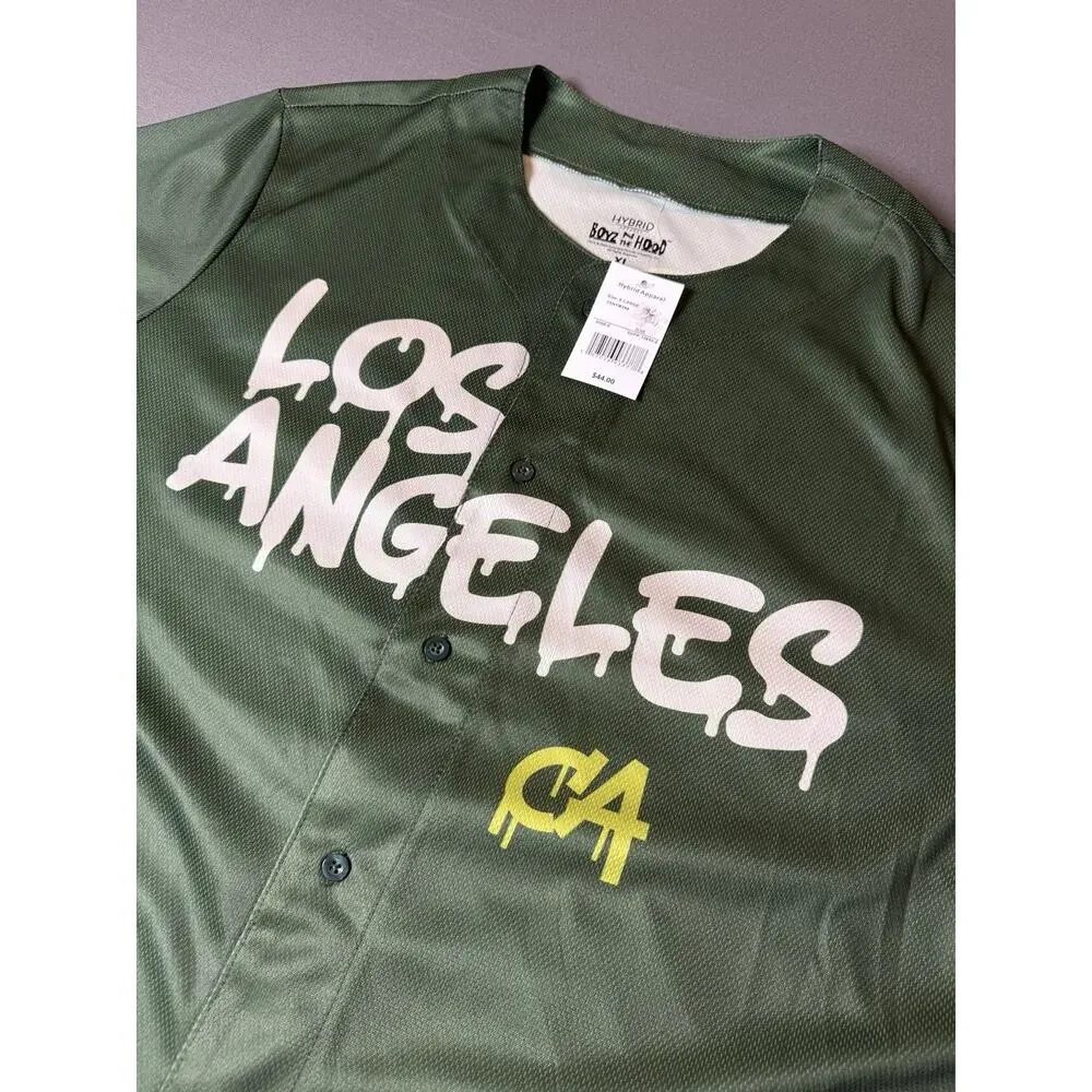 BOYZ N THE HOOD - Men's Short Sleeve Green Jersey Los Angeles Graphic Size XL